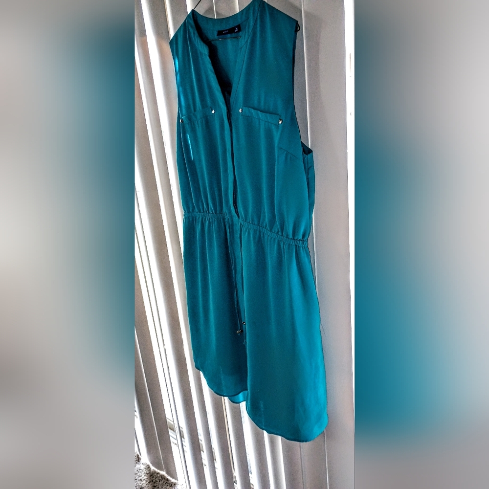 APT. 9 Womens Blue Sleeveless Pockets Drawstring Zip Pullover Sheath Dress XL - Picture 6 of 11